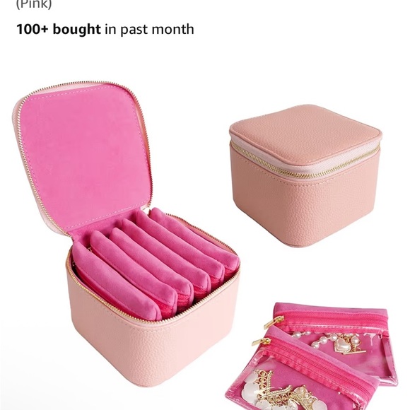 Pink Storage Box with Dividers and Matching Pouches - Picture 1 of 7